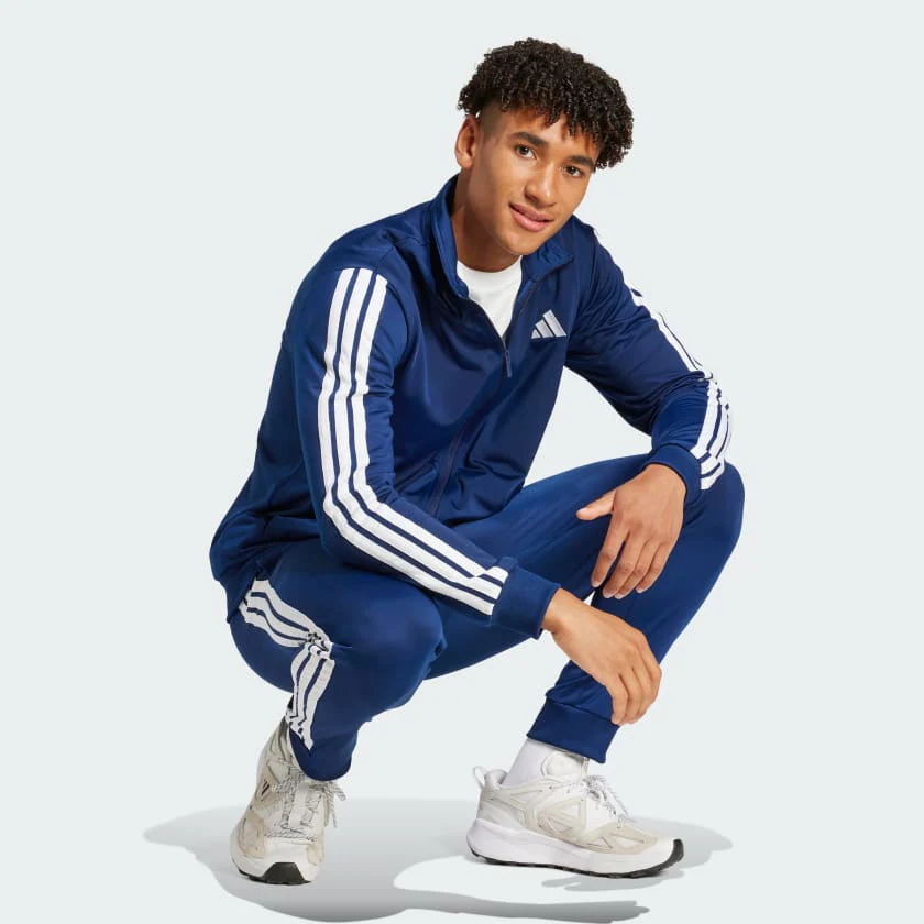 ADIDAS Tuta Acetata Con Zip Senza Cappuccio Blu - immagine 4