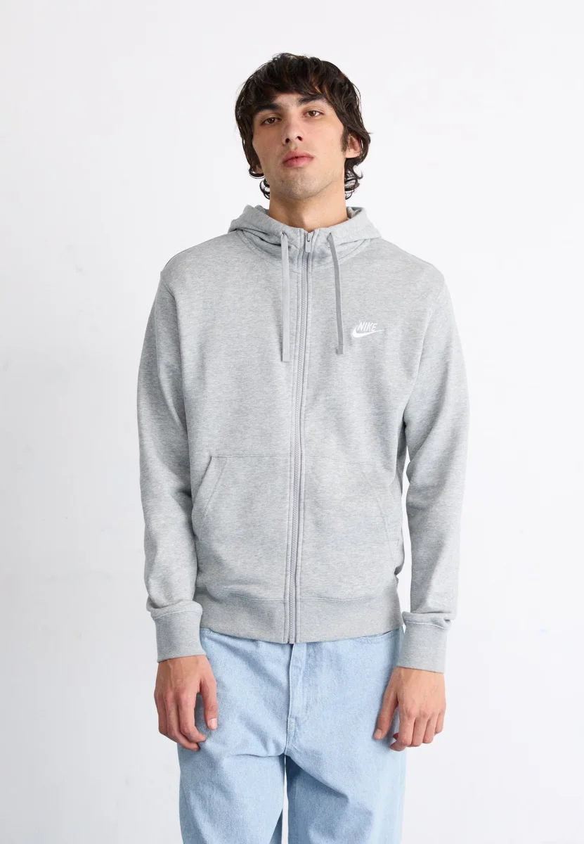 Nike Felpa Con Cappuccio M Club Hoodie Fz Bb Grigio - immagine 2